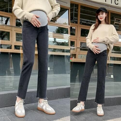 6089# Maternity pants Spring Autumn Slimming Maternity Jeans Belly Support Pants Elastic Waist Maternity Trousers