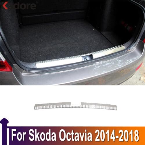 For Skoda Octavia 2014 2015 2016 2017 2018 Stainless Steel Inner Rear Bumper Pad Protector Cover Trim Tail Trunk Scuff Plate