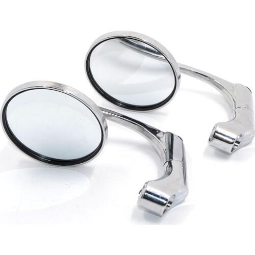 BJMOTO Universal Motorcycle CNC Aluminum Chrome Rear Side Round Mirror Handle Bar End Mirrors with M10 adapter For Street Bike
