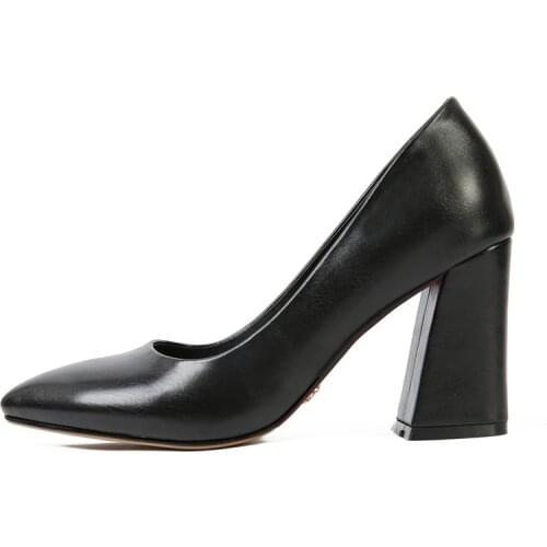 Top Brand Womens Heels Sexy Pointed Toe Classic Pumps Women Shoes Black Grey Block Heels Party Office Shoes Large Size 45 47