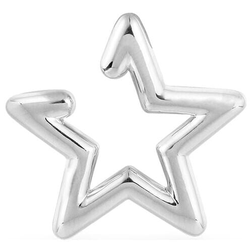 SLJEL Fashion Real 925 Sterling Silver White Single Star Ear Bone Cuff No Zircon Stones Sliding Geometric Clip Earring for Women