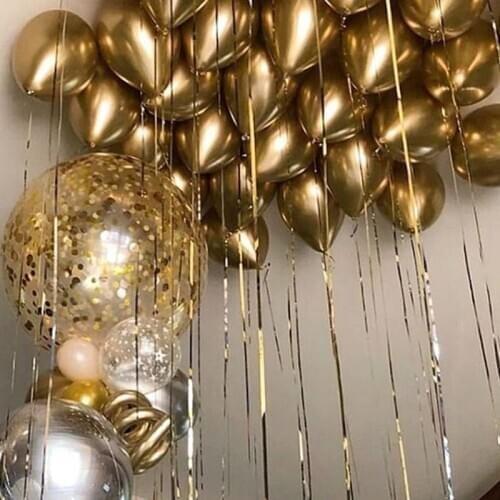 Gold Metal Latex Balloons and Colored Confetti Birthday Party Decorations Kids Baby Shower Wedding Ballon Toy