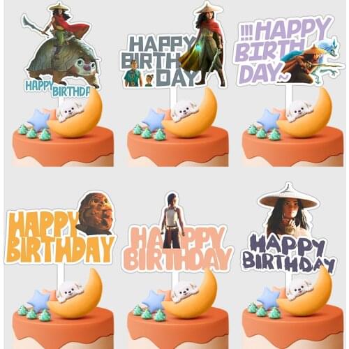 1Pcs Raya and The Last Dragon Party Decor Birthday Party Cake Topper Wedding Baby Shower Cake Flag Party Decorations Supplies