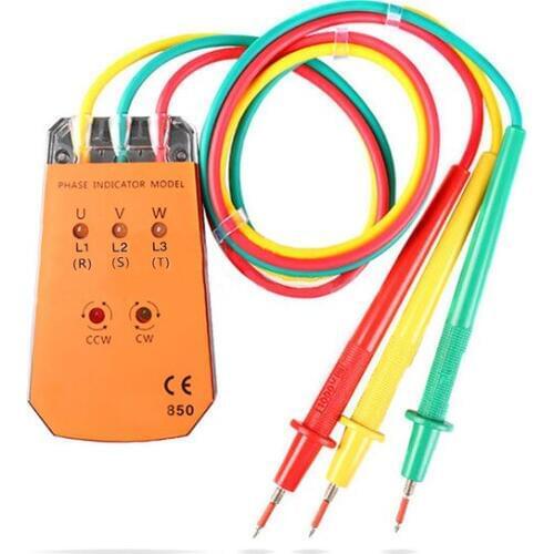 1pcs VC850 3 Phase Sequence Rotation Indicator Tester 200~480V Checker Meter LED + Buzzer