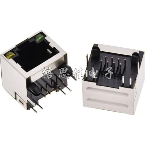 10PCS/Lot All copper RJ45 socket with lamp with 56lamp socket network socket 8p8c shielding socket