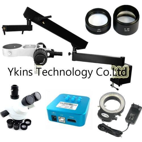 20MP 1080P HDMI USB Soldering microscope camera 3.5X-90X Simul-focal Trinocular Articulating Arm Pillar Clamp Stereo Microscope