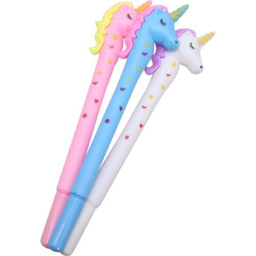60 pcs Cute Spot Nnicorn Pen Exam Special Pen Black I9nk 0.5mm Plastic Pen Student Learning Kawaii Gift Office School Supplies