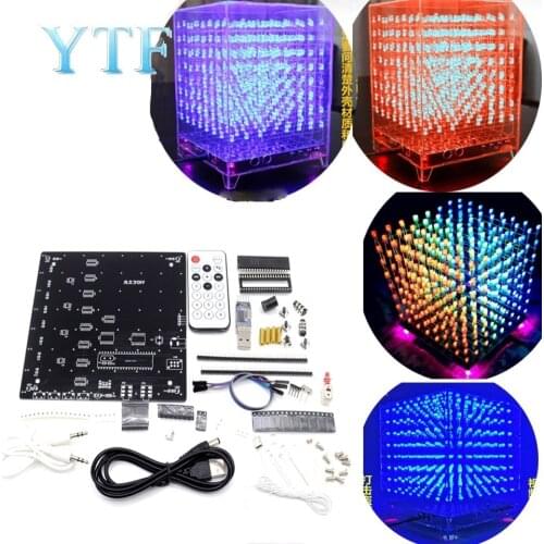 8x8x8 3D LED LightSquared DIY Kit White LED Blue or Green or Red Ray 5mm LED Cube Electronic Suite 5V power supply