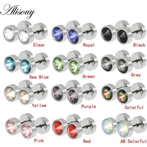 Alisouy Stud Earrings unisex piercing Stud Earrings color color Tragus Cartilage Body Jewelry crystal stud earrings men women
