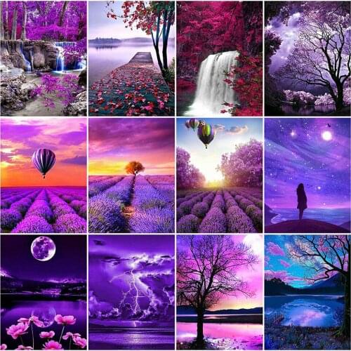 Diamond Painting Full Round Scenic Diamond Mosaic Sunset Needlework Embroidery Cross Stitch Rhinestone Decor For Home
