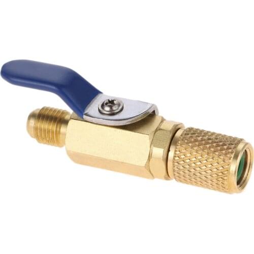 Auto Air Condition Refrigeration Tools Straight Ball Valve 1/4" SAE Swivel Adapter for A/C R134a R410a R12 Refrigerant