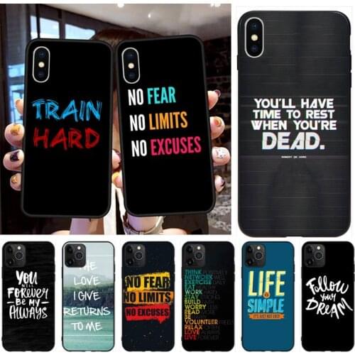 CUTEWANAN Inscription Quotes Motivation Black Soft Phone Case Cover for iPhone 11 pro XS MAX 8 7 6 6S Plus X 5S SE 2020 XR case