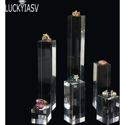 Fashion Acrylic Jewelry Display Holder Clear Rectangle Home Store Ring Earring Necklace Organizer Storage Stand Different Size