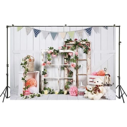 HUAYI Photo Background Newborns Baby Birthday Celebration Photography Backdrop Vintage Window Studio Photobooth Backdrop XT-7678