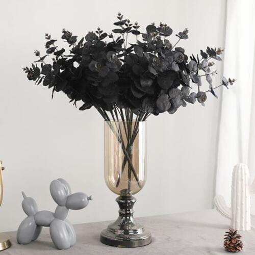 Black Artificial Flower Eucalyptus Leaves Plants Wall Material Decorative lifelike Fake Plants For Home Shop Garden Party Decor