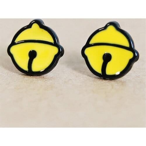 IVYYE Doraemon yellow bell Fashion Anime Cartoon Earring Cute Animal Stud Earrings Women Girls Kids Jewelry XMAS New Gift