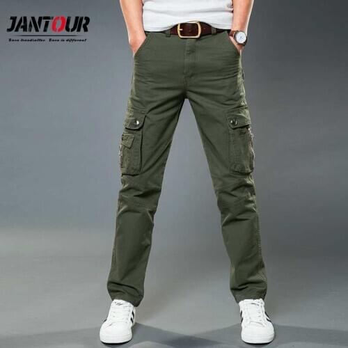 Jantour Man Military Army Green Cargo Pants Plus Size Multi-Pocket Overalls Baggy Camouflage Pantalones Men Work Trousers 28-40