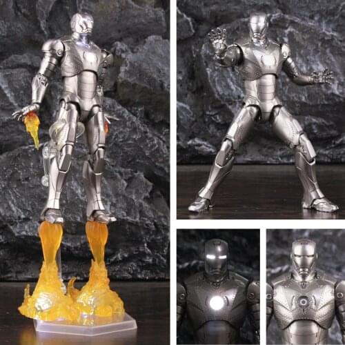 LED Light Classic Marvel Iron Man MK2 Mark II 7" Movie Action Figure Ironman Mark 2 Tony Stark Legends ZD Toys Doll Model