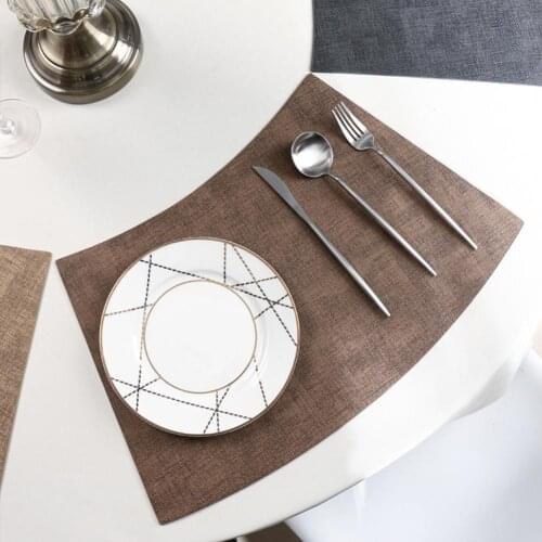 Place Mat Heat Insulation Waterproof Faux Leather Modern Style Anti-slip Dinner Mat for Home Fan-shaped Western Placemat