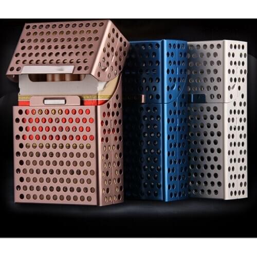 Creative Hollow aluminum flip cover 20 cigarette case whole package Portable Personality Metal Cigarette accessories storage box