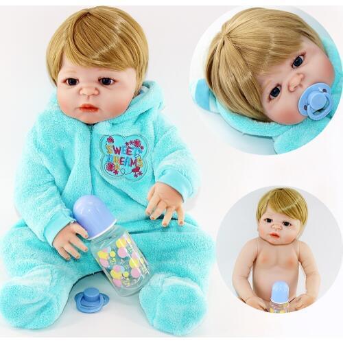 Boy reborn dolls 23" full silicone reborn dolls child bathe toy dolls gift bebes reborn menino boneca silicone completa