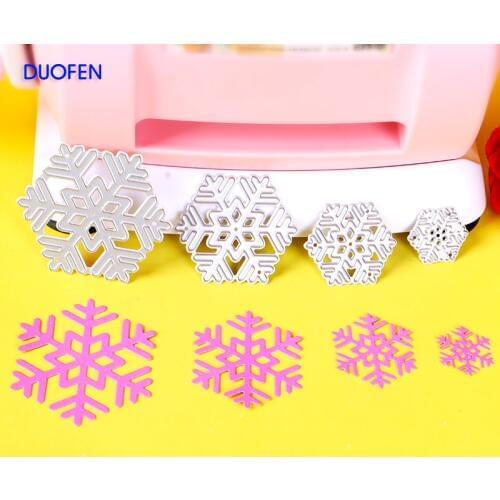 DUOFEN METAL CUTTING DIES 4pcs Christmas snowflake Metal Cutting Dies Stencils for DIY Scrapbooking paper crafts DIY 2018 New