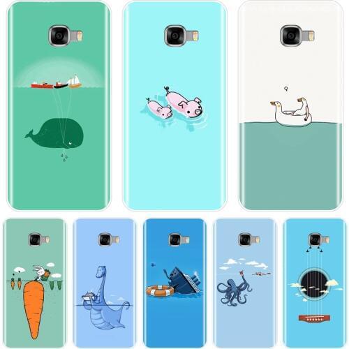 Soft Back Cover For Samsung Galaxy C5 C7 C9 Pro Pig Rabbit Blue Duck Guitar Green Whale Phone Case Silicone For Samsung C5 C7 C8