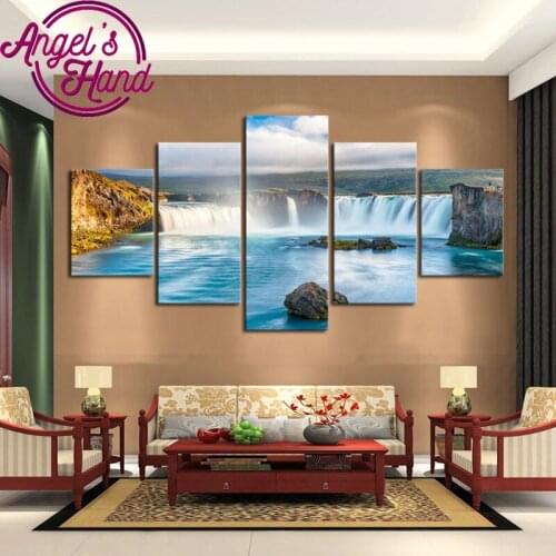 Hot sell diy 5d diamond painting Waterfall multigang figure diamond embroidery kits resinstone square 3D diamond painting sets