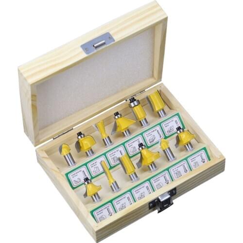 12pcs Milling Cutter Router Bit Set 8mm Wood Cutter Carbide Shank Mill Woodworking Trimming Engraving Carving Cutting Tools