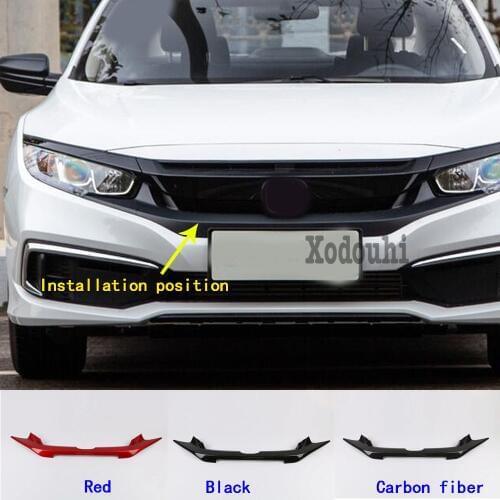 Car Trim Front Logo Mark Decorative Mark Grid Grill Grille Racing Frame Sticker 1PCS For Honda Civic 10th Sedan 2019 2020 2021