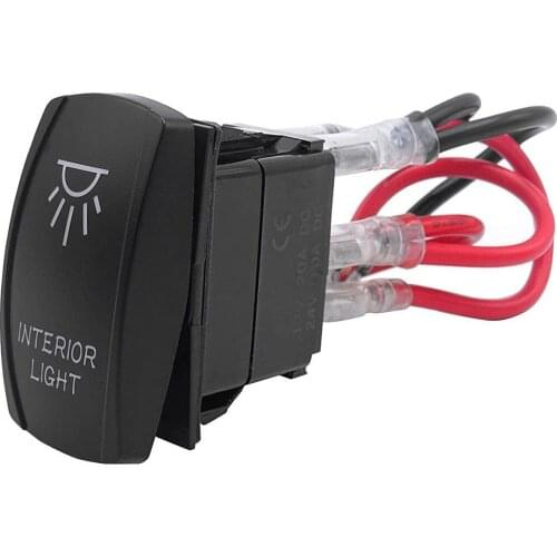 Rocker Jumper Wires Set Car Truck LED Blue INTERIOR LIGHT Rocker with Wires 5-Pin 12V 20 Amp Universal Car Switch