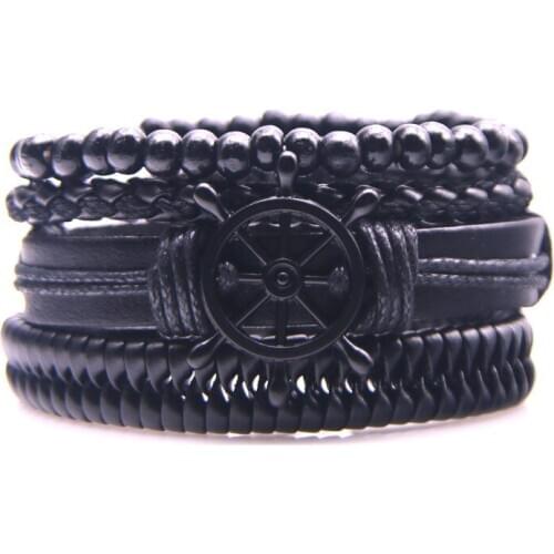 Personalize Family Set Leather Bracelets for Men Layered Leather With Beads Charm Bracelet Couple Anniversary