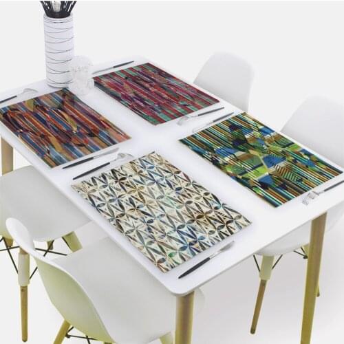 Color Geometry Placemat for Dining Table Abstract print Drink Coaster 32x42cm Rectangle Coaster Tableware Mat Kitchen Decoration