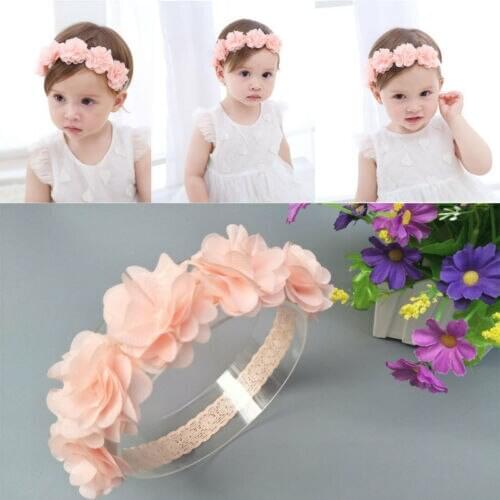 Newborn Kids Baby Girls Toddler Lace Flower Headband Hair Band Headwear Accessories 1-6Y