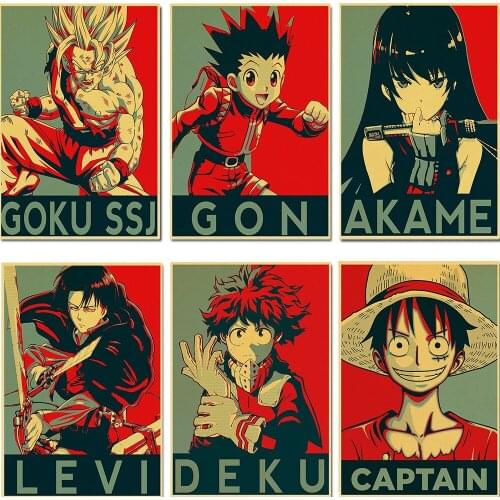 Various Classic Anime Characters Retro Poster Canvas Painting Anime Posters Home Decor Wall Art Photos for Childrens Room