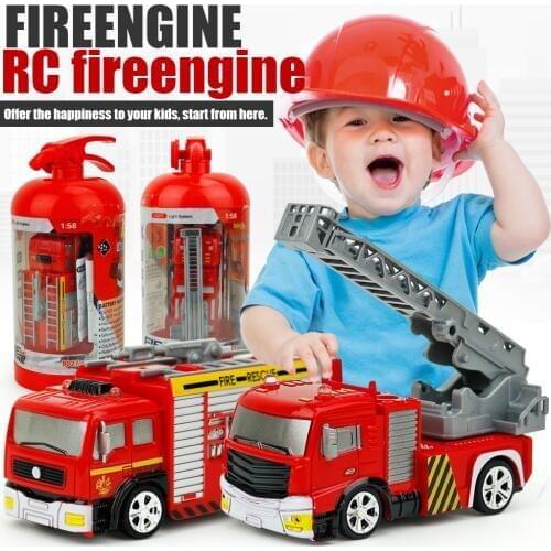 RC Car Simulation Mini Fire Engine Fire Truck for Children Toy Rechargeable Remote Control Ladder RC Fire Truck Toys