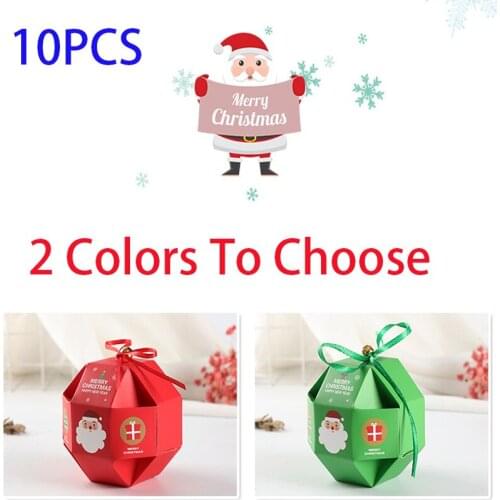 2020 NEW Christmas Gift Boxes Santa Claus Ball Design Party Paper Favour Cookie Candy Box Packaging Bag with Ribbon Handle