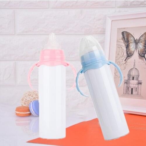 Hot Sale Sippy Cup For Newborn 8oz Blank DIY Sublimation Milk Bottle Stainless Steel Double Wall Vacuum With Portable Handle
