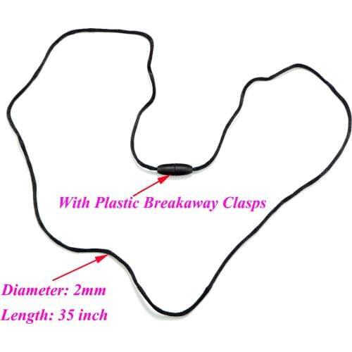 SUTOYUEN 10pcs Black 2mm Soft Satin Cord With Breakaway Clasps For Baby Teething Necklace Making DIY Jewelry Crafts