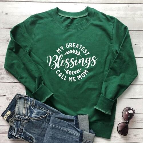 My Greatest Blessings Call Me Mom Sweatshirt Casual Thanksgiving Fall Sweatshirts Trendy Women Graphic Blessed Mama Pullovers