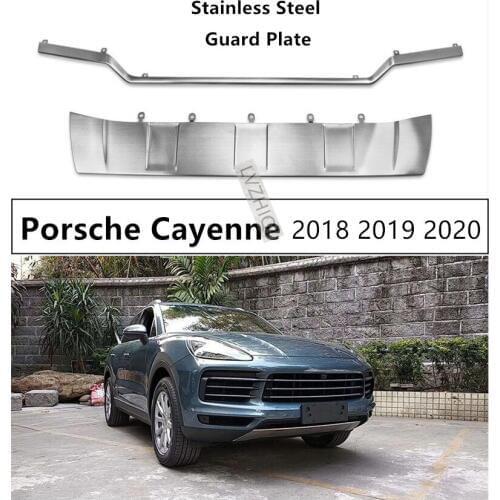 BUMPER Guard Plate For Porsche Cayenne 2018 2019 2020 Front+Rear protect panel High Quality Stainless Steel Auto Accessories