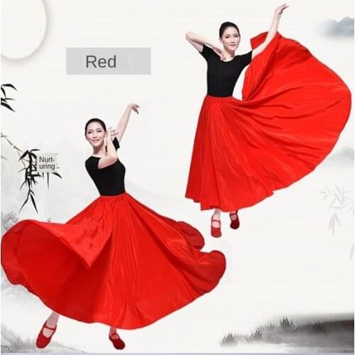 Plus Size Satin Belly Dance Skirt Xinjiang dance practice costume Uygur Tibetan Uygur dance practice skirt female costume skirt