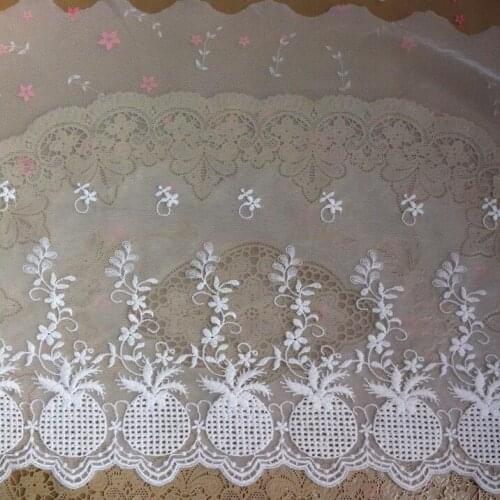 1 Meter White Embroidery Lace Trim Pineapple Pattern New arrival French Net Lace Fabric