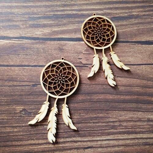 10pcs Wooden Dreamcatcher Wall Hanging Hollow Natural Rustic Wood Room Decorations Crafts Tags Party Wood Supplies Ornaments DIY