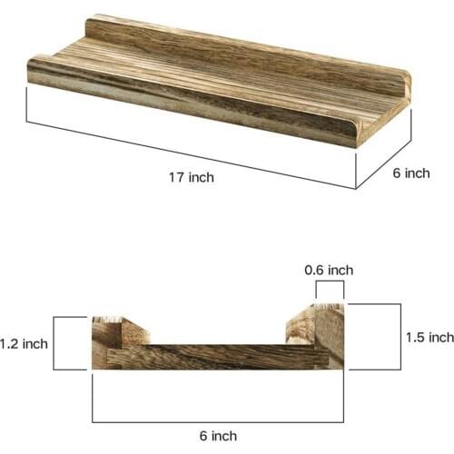 2pcs Wood Floating Shelves for Bathroom, Family Room, Kitchen Organizer Holder