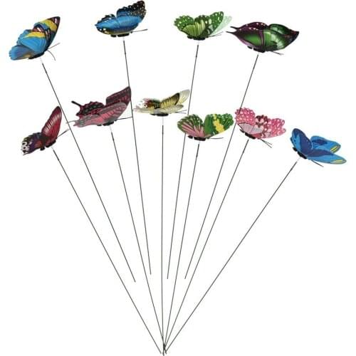 20pcs Colorful 3D Double Layer Butterfly On Sticks Home Yard Lawn Flowerpot Plant Decoration Garden Ornament DIY Lawn Craft