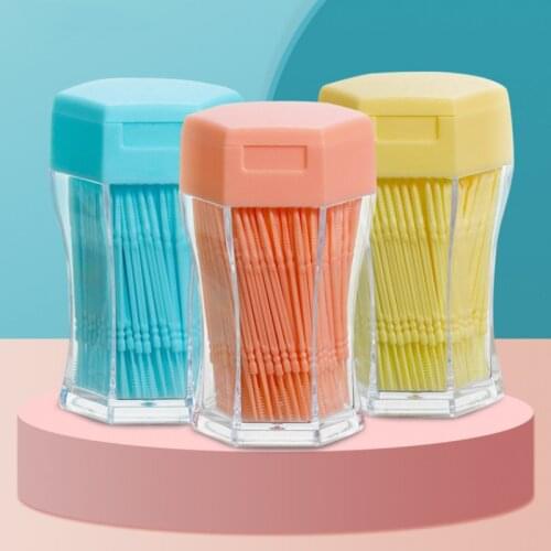 200pcs/set Soft Plastic Double-head Brushed Toothpick Oral Care 6.2 Cm Hot Sale Interdental Brush Toothbrush for Dentures