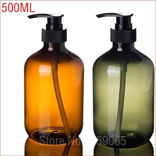 300/500ML PET green/y plastic pump bottle Shower gel& Shampoo bottle cosmetic container hair conditioner bottle body milk