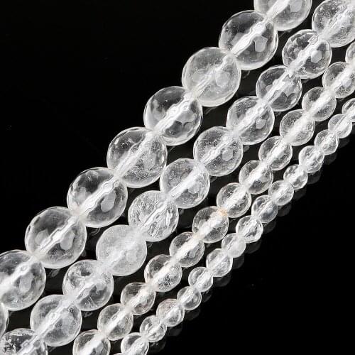 4/6/8/10mm Natural Stone Faceted White jades Stone Beads Round Loose Beads For Jewelry Making DIY Bracelet Necklace