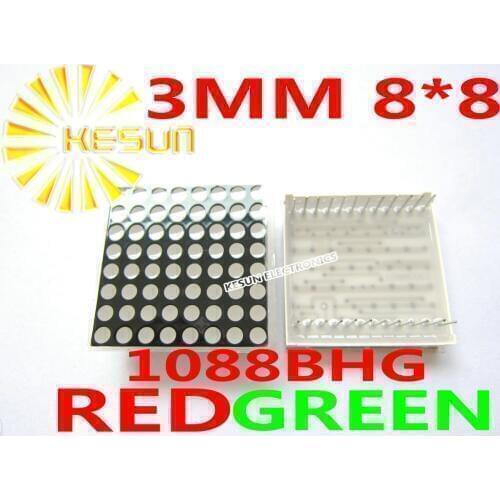 50PCS x 3MM 8X8 Red Green bi-color Common Anode 32*32 LED Dot Matrix Digital Tube Module 1088BHG LED Display Module Light Beads